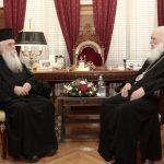 Συνάντηση Ιερώνυμου με τον νέο αρχιεπίσκοπο Μονής Σινά, Συμεών