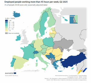 Eurostat: Πρώτη η Ελλάδα στην ΕΕ με το 20,9% των εργαζομένων να δουλεύει πάνω από 45 ώρες την εβδομάδα το β΄τρίμηνο