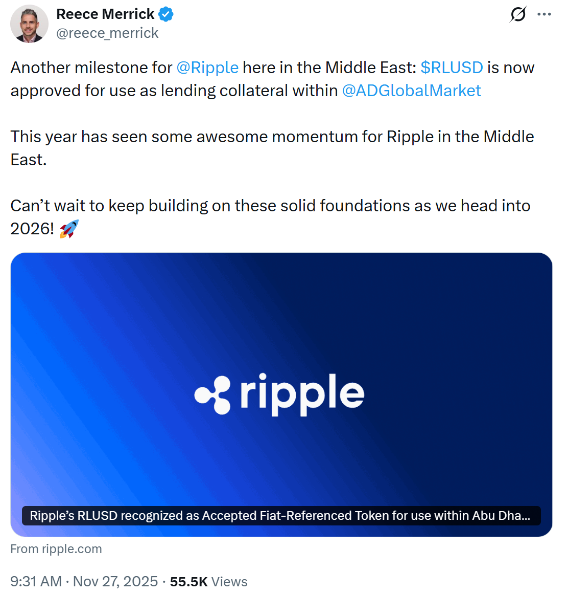 Crypto σοκ φέρνει το Άμπου Ντάμπι – Το RLUSD της Ripple είναι πλέον ‘τράπεζικό’ και αλλάζει τα δεδομένα!