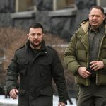 President of Ukraine Volodymyr Zelenskiy and Head of the Presidential Office Andriy Yermak are meeting with Polish Prime Minister Donald Tusk in Kyiv, Ukraine, on January 22, 2024. (Photo by Maxym Marusenko/NurPhoto via Getty Images)