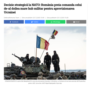 Στη Ρουμανία το δεύτερο μεγαλύτερο κέντρο logistics για τη μεταφορά οπλισμού στην Ουκρανία