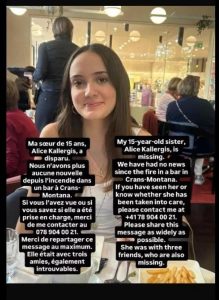 Ελβετία - Κραν Μοντανά: Ώρες αγωνίας για την 15χρονη Αλίκη Καλλέργη - Αυτή είναι η Ελληνίδα που αγνοείται