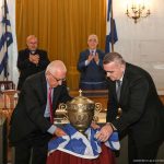 Αποκαλυπτήρια ληκύθου προς τιμήν του στρατηγού Σπύρου Μήλιου από τη Βόρειο Ήπειρο - Παρόντες Κακλαμάνης και Μπελέρης