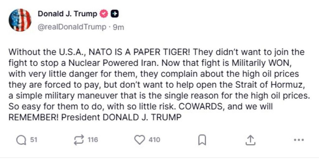 Επίθεση Τραμπ στις χώρες - μέλη του ΝΑΤΟ: «Είστε δειλοί, θα το θυμόμαστε»