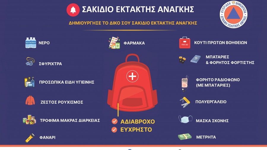 Σπέρνουν τον πανικό στην Κύπρο - Το Υπουργείο Εσωτερικών δίνει οδηγίες για σακίδιο έκτακτης ανάγκης