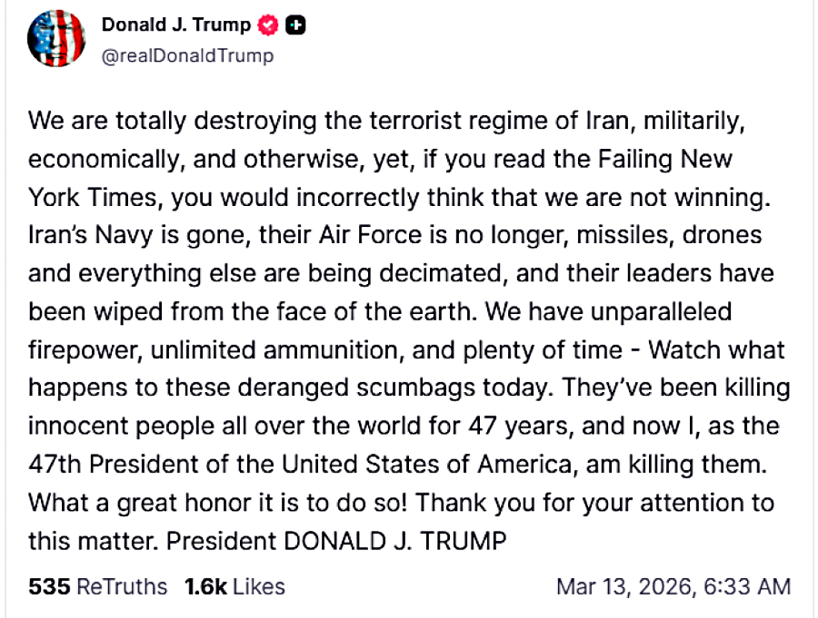 Τραμπ προαναγγέλλει μεγάλο χτύπημα στο Ιράν με εκρηκτική ανάρτηση