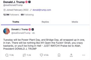 Χυδαίο σχόλιο Τραμπ: «Ανοίξτε το γ@μημένο Στενό, τρελοί μπάσταρδοι, αλλιώς θα ζήσετε την Κόλαση» - Financial Report