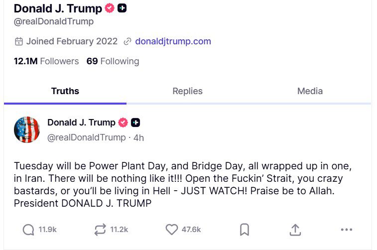 Χυδαίο σχόλιο Τραμπ: «Ανοίξτε το γ@μημένο Στενό, τρελοί μπάσταρδοι, αλλιώς θα ζήσετε την Κόλαση» - Financial Report