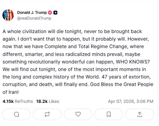 Τραμπ σε νέο παραλήρημα: Απειλεί με τον θάνατο ενός ολόκληρου